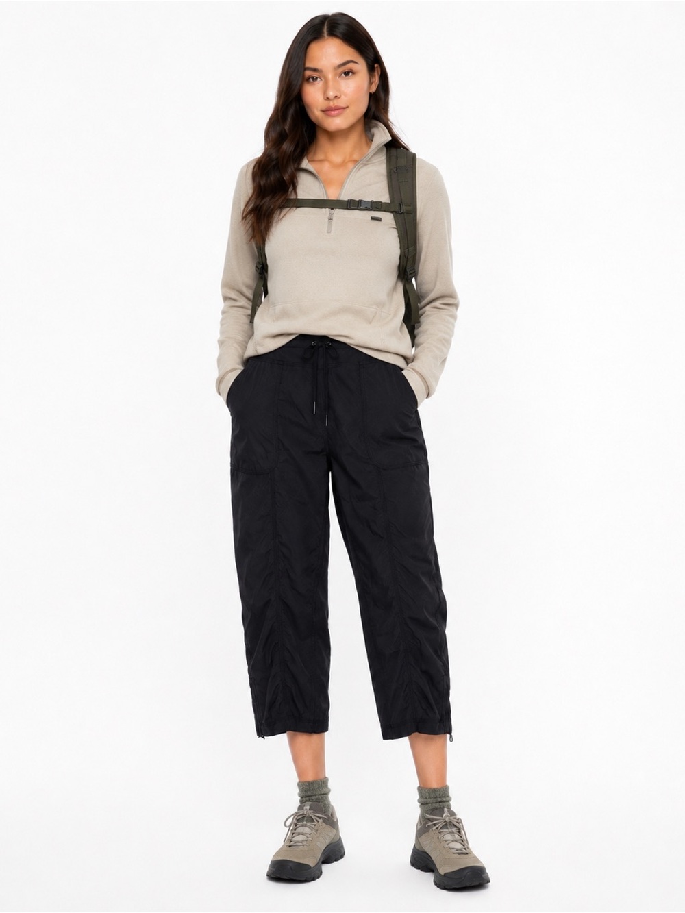 INDYEVA Nakato III Capri Pants XL Travel pants black elastic waist UPF 50+